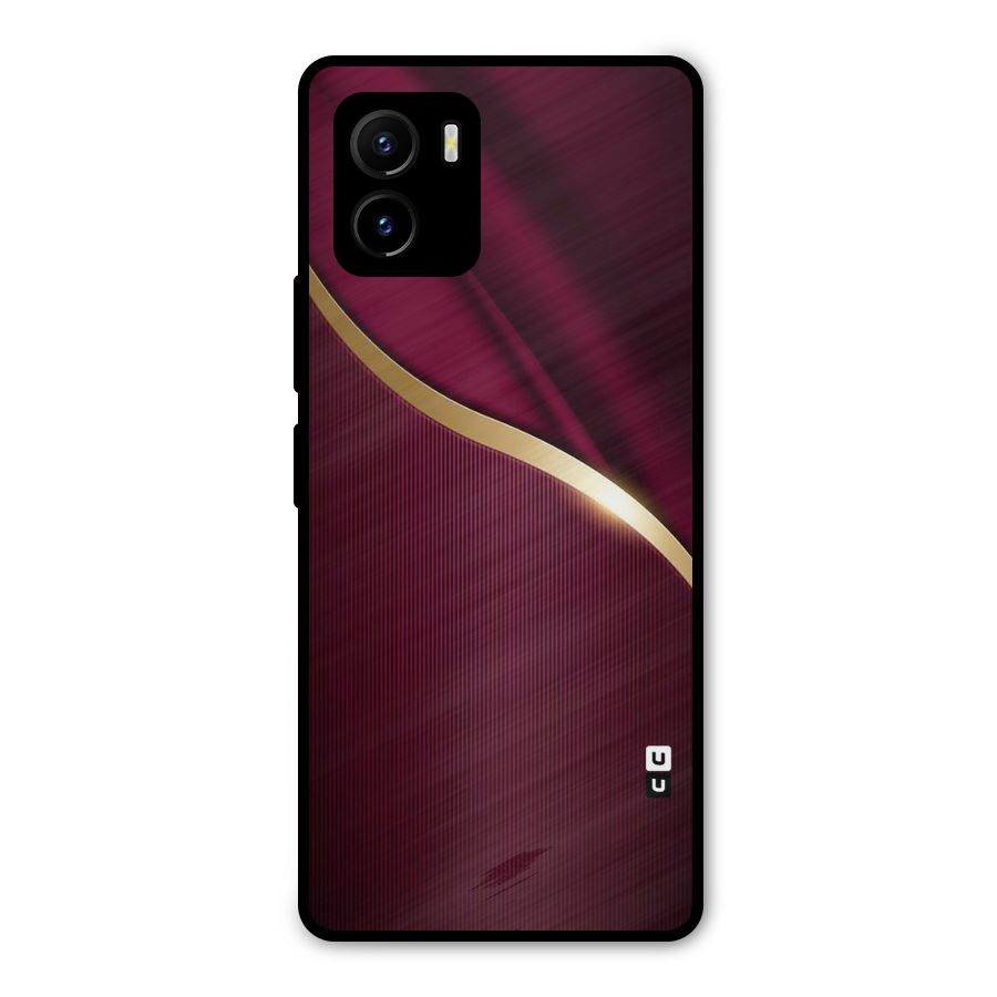 Smooth Maroon Metal Back Case for Vivo Y15s