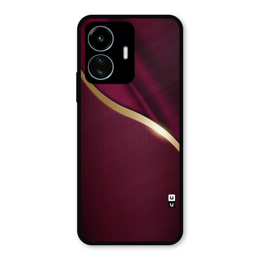 Smooth Maroon Metal Back Case for vivo iQOO Z6 Lite 5G
