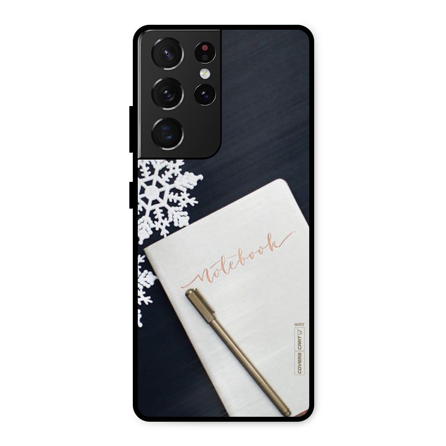 Snowflake Notebook Metal Back Case for Galaxy S21 Ultra 5G