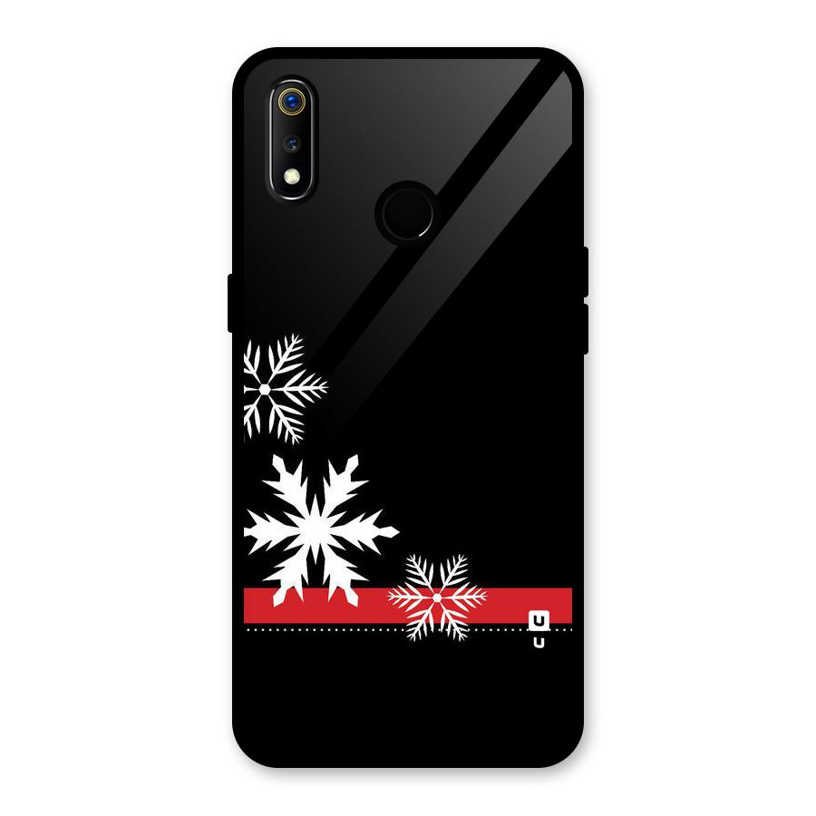 Snowflake Ribbon Glass Back Case for Realme 3