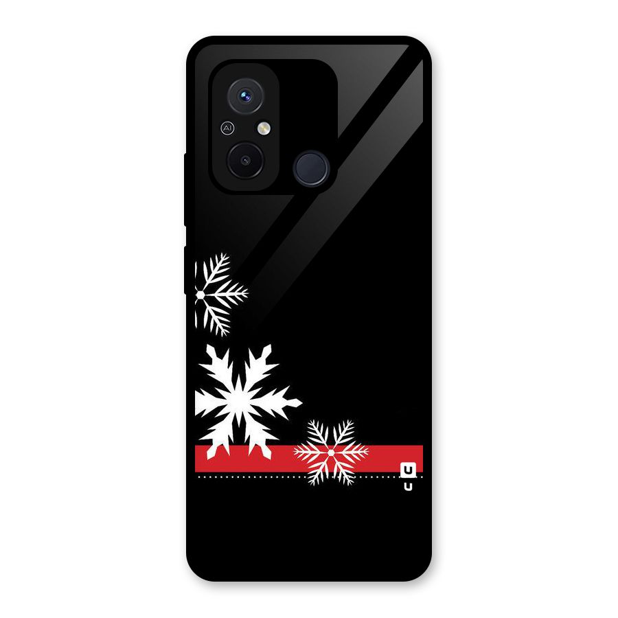 Snowflake Ribbon Glass Back Case for Redmi 12C