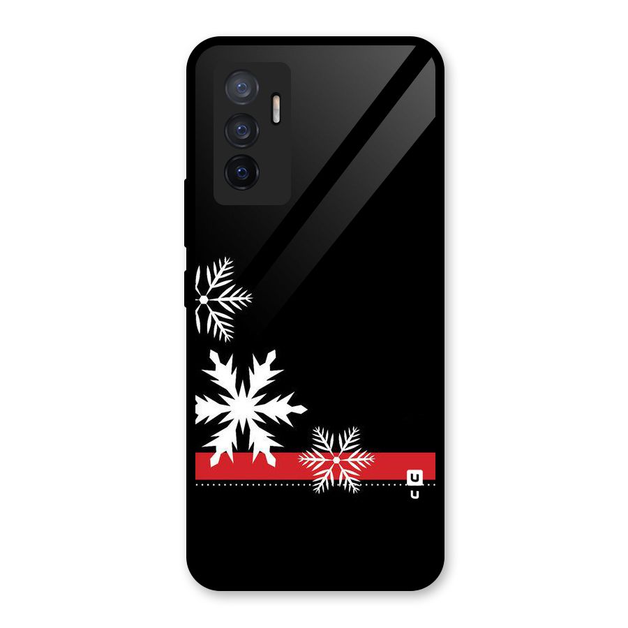 Snowflake Ribbon Glass Back Case for Vivo V23e