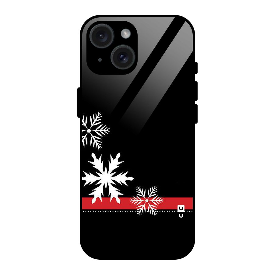 Snowflake Ribbon Glass Back Case for iPhone 15