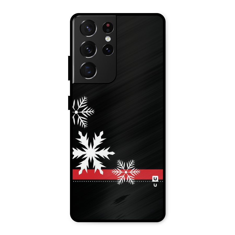 Snowflake Ribbon Metal Back Case for Galaxy S21 Ultra 5G