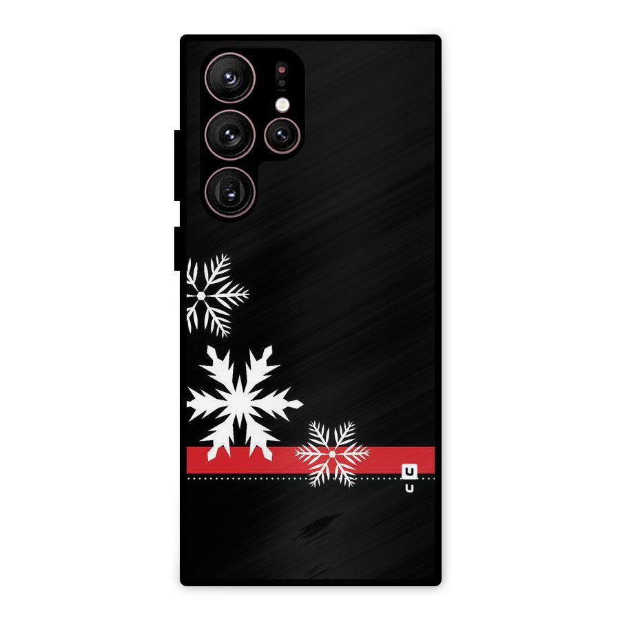 Snowflake Ribbon Metal Back Case for Galaxy S22 Ultra 5G