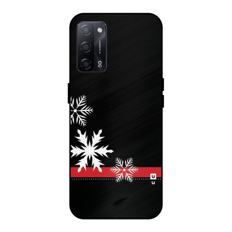 Snowflake Ribbon Metal Back Case for Oppo A53s 5G