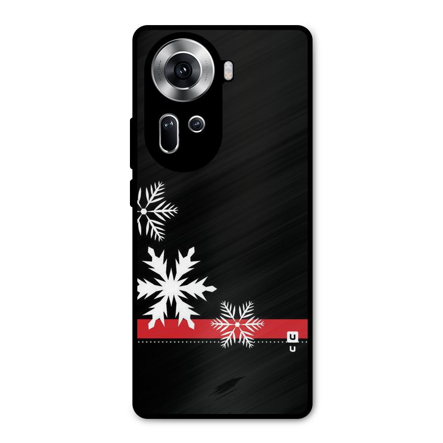 Snowflake Ribbon Metal Back Case for Oppo Reno11 5G