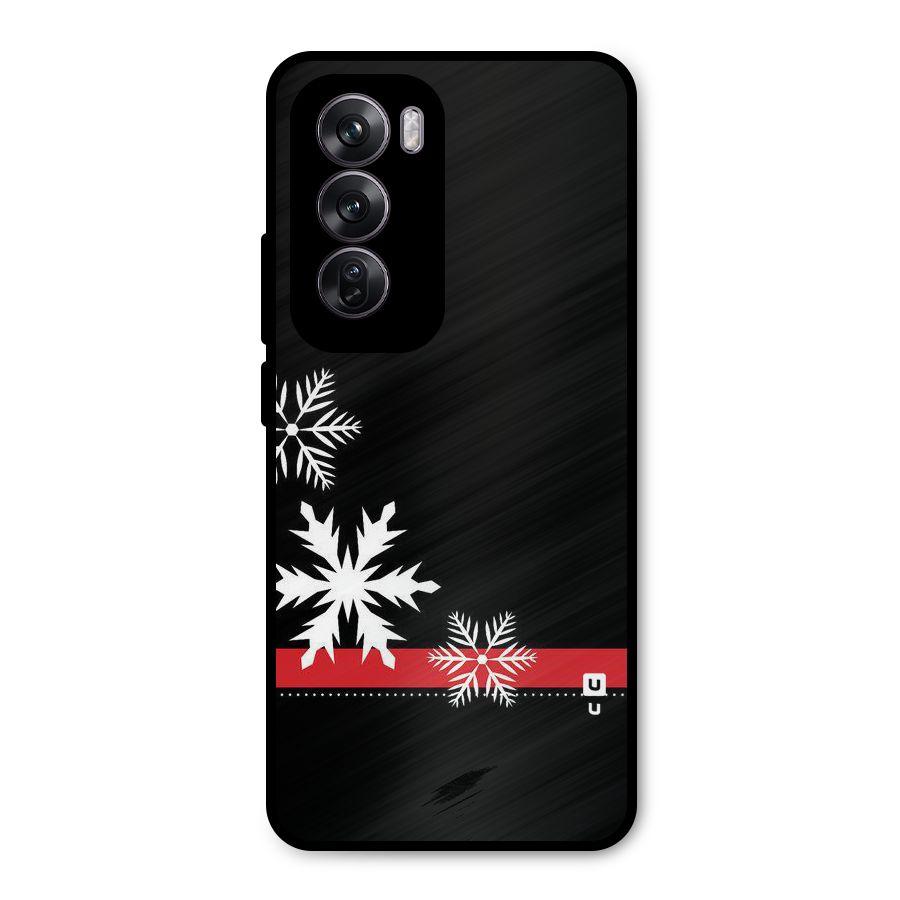 Snowflake Ribbon Metal Back Case for Oppo Reno12 Pro