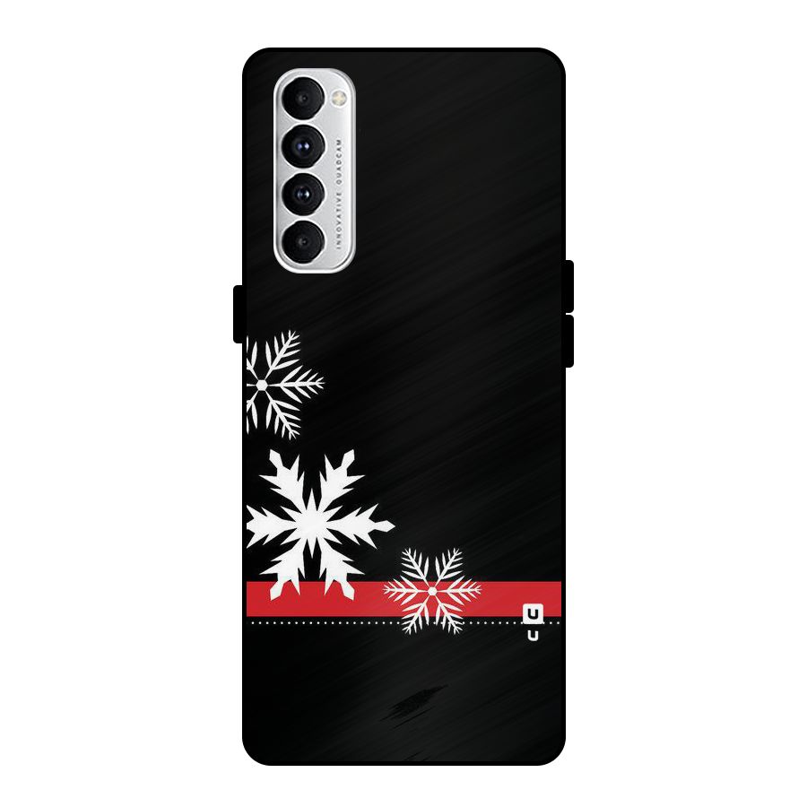 Snowflake Ribbon Metal Back Case for Oppo Reno4 Pro