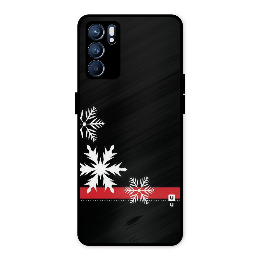 Snowflake Ribbon Metal Back Case for Oppo Reno6 5G