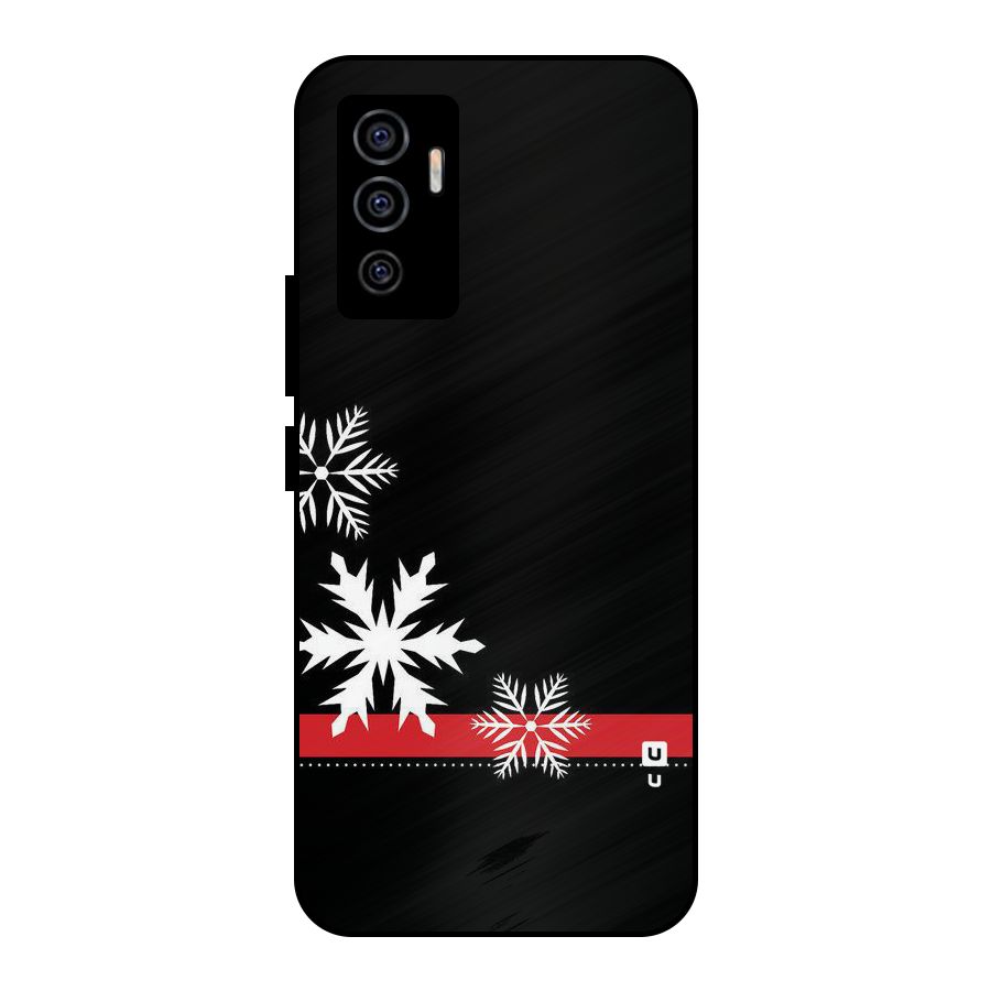 Snowflake Ribbon Metal Back Case for Vivo V23e