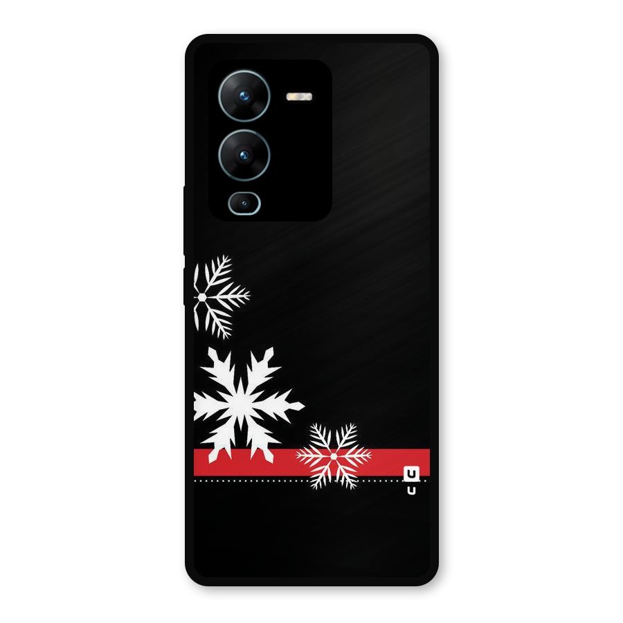 Snowflake Ribbon Metal Back Case for Vivo V25 Pro