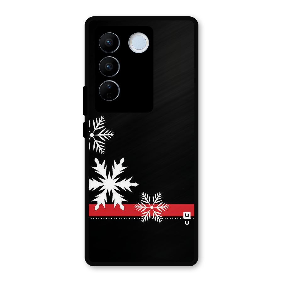 Snowflake Ribbon Metal Back Case for Vivo V27 Pro