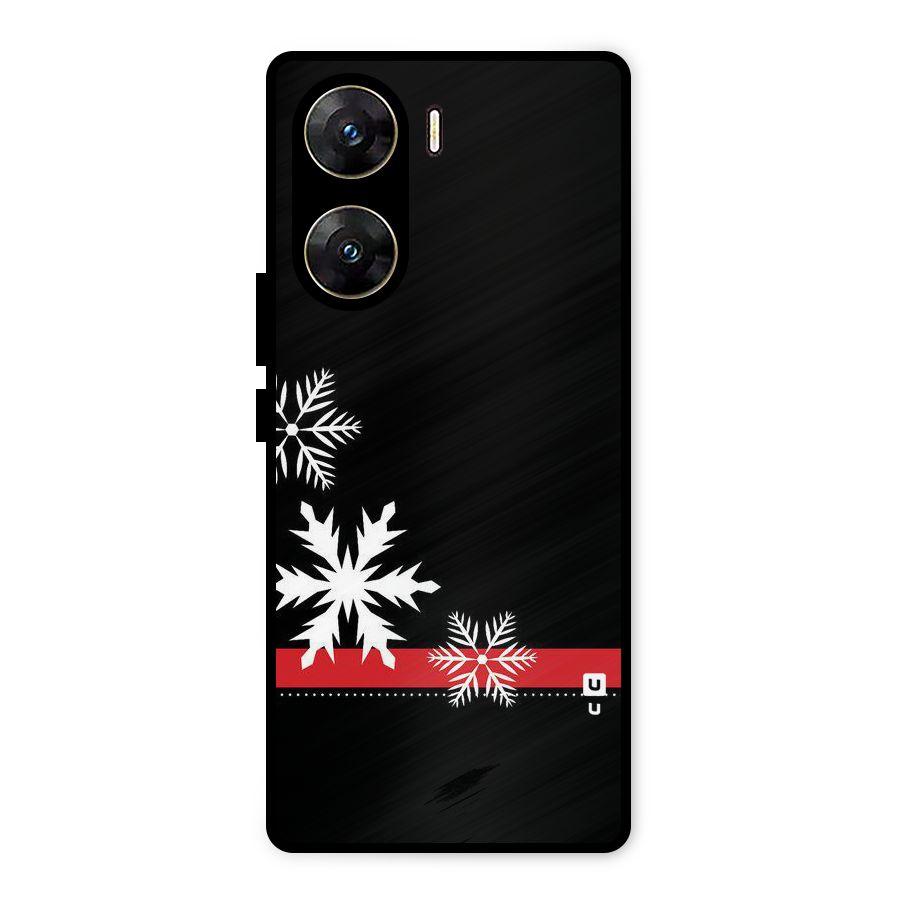 Snowflake Ribbon Metal Back Case for Vivo V29e
