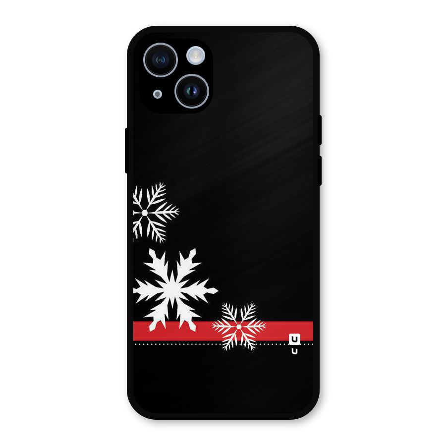Snowflake Ribbon Metal Back Case for iPhone 14