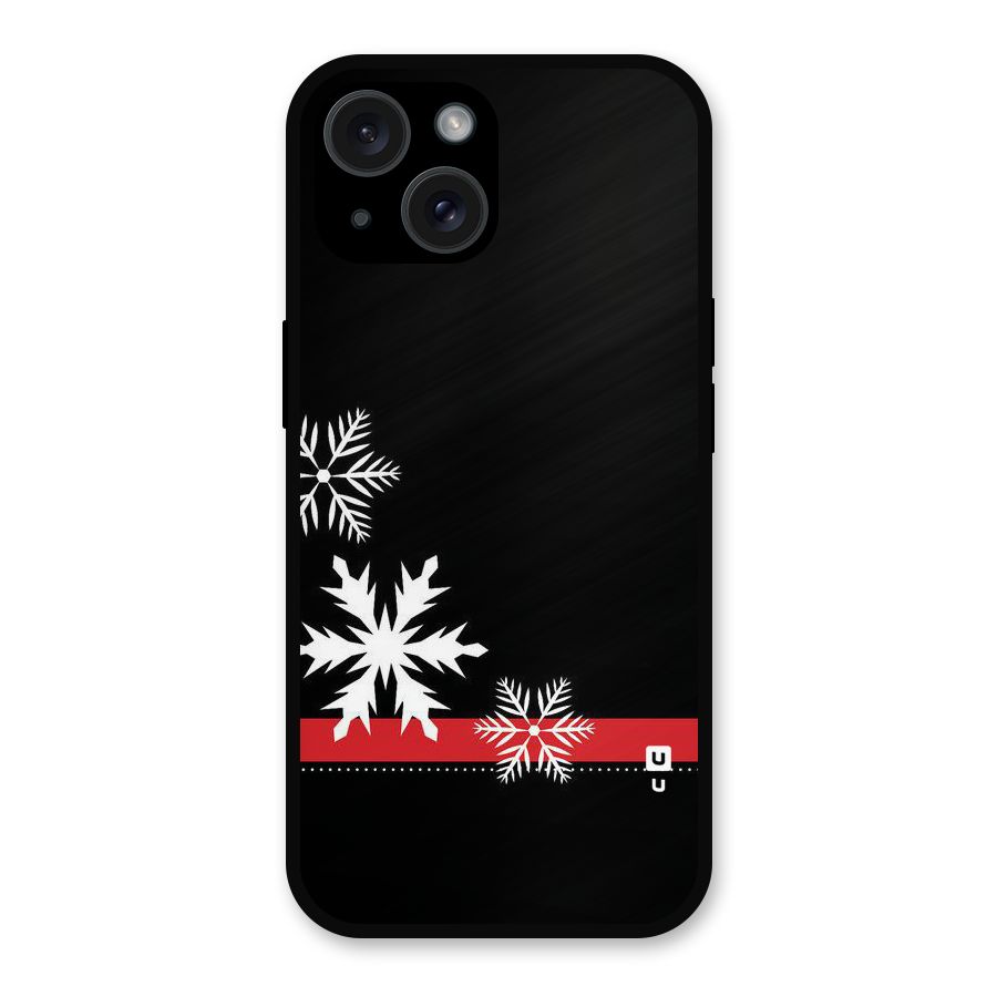Snowflake Ribbon Metal Back Case for iPhone 15