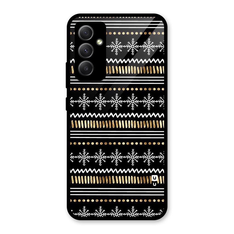 Snowflakes Gold Glass Back Case for Galaxy A34