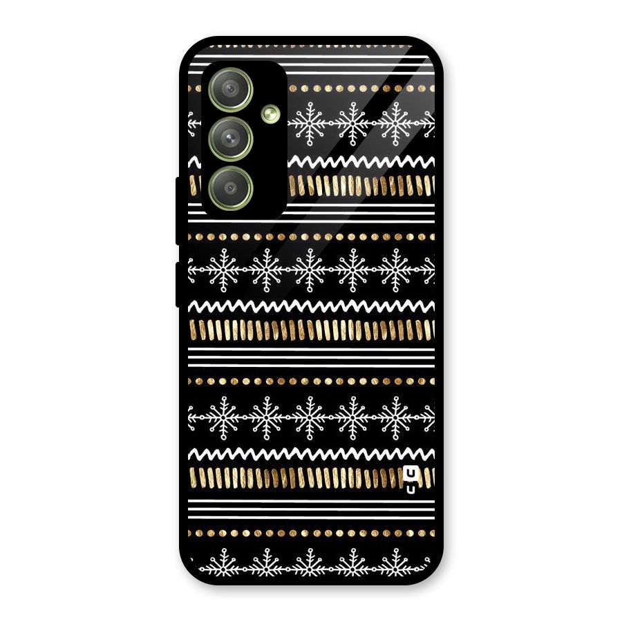 Snowflakes Gold Glass Back Case for Galaxy A54