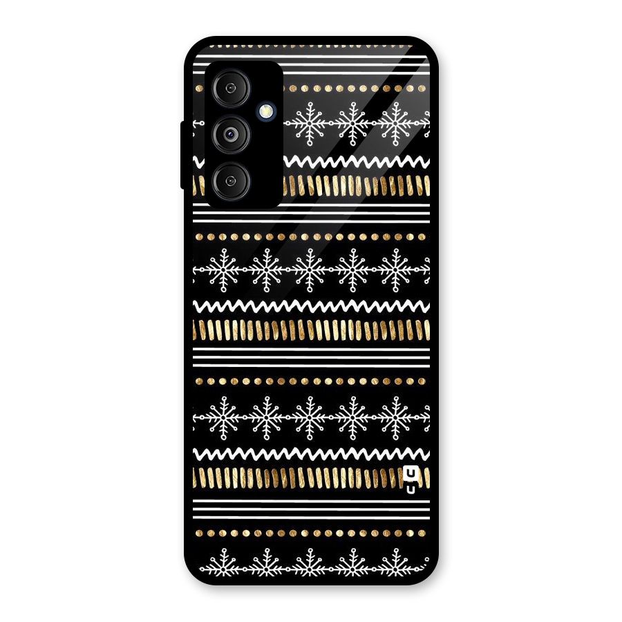 Snowflakes Gold Glass Back Case for Galaxy M14 5G
