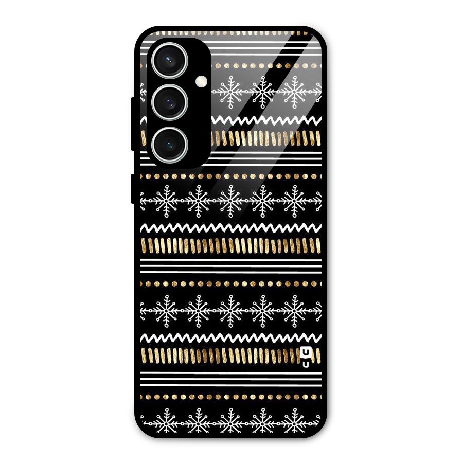 Snowflakes Gold Glass Back Case for Galaxy S23 FE