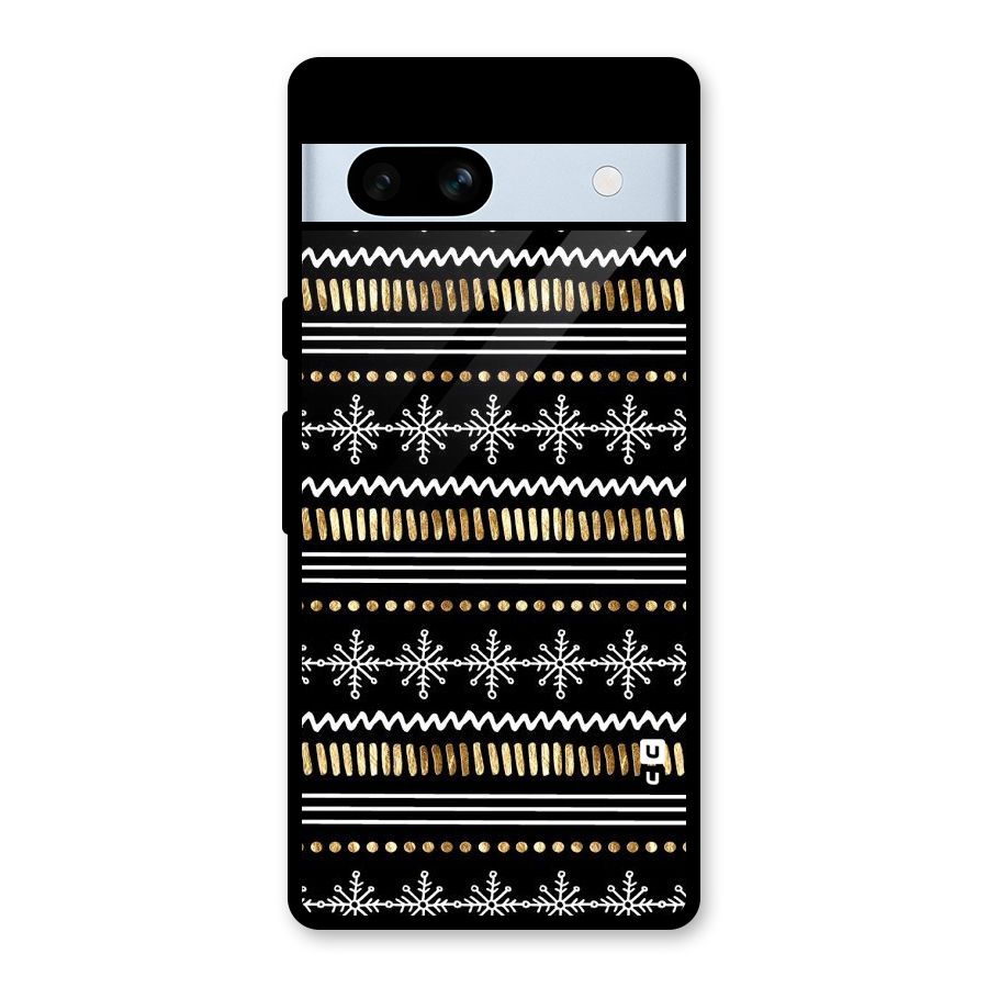 Snowflakes Gold Glass Back Case for Google Pixel 7a
