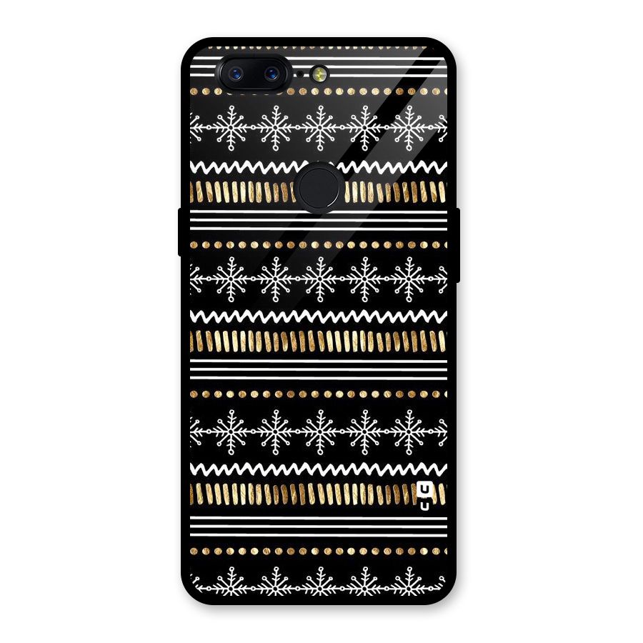 Snowflakes Gold Glass Back Case for OnePlus 5T