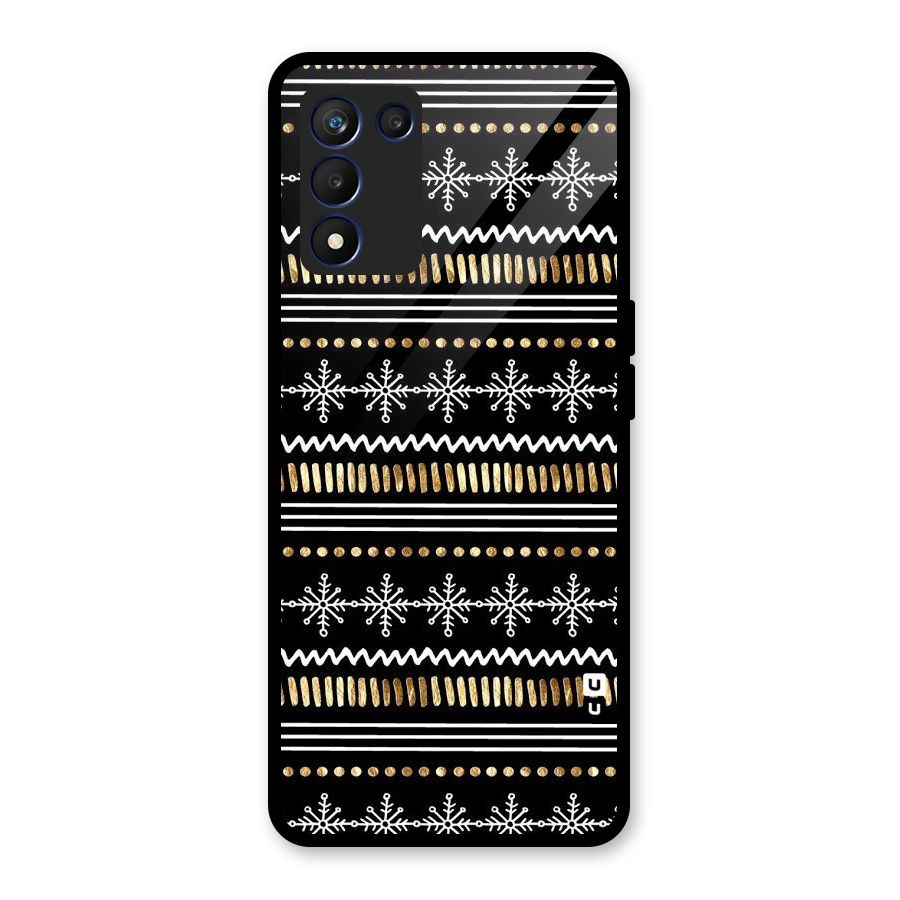 Snowflakes Gold Glass Back Case for Realme 9 5G Speed