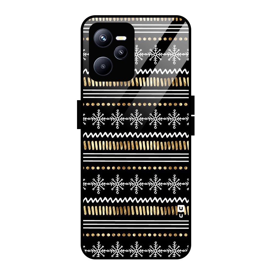 Snowflakes Gold Glass Back Case for Realme C35