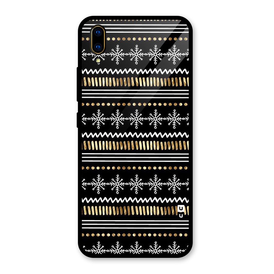 Snowflakes Gold Glass Back Case for Vivo V11 Pro