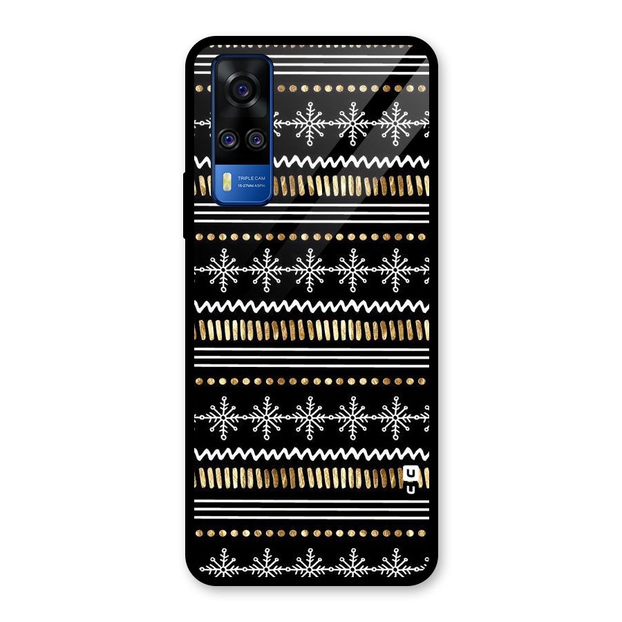 Snowflakes Gold Glass Back Case for Vivo Y31