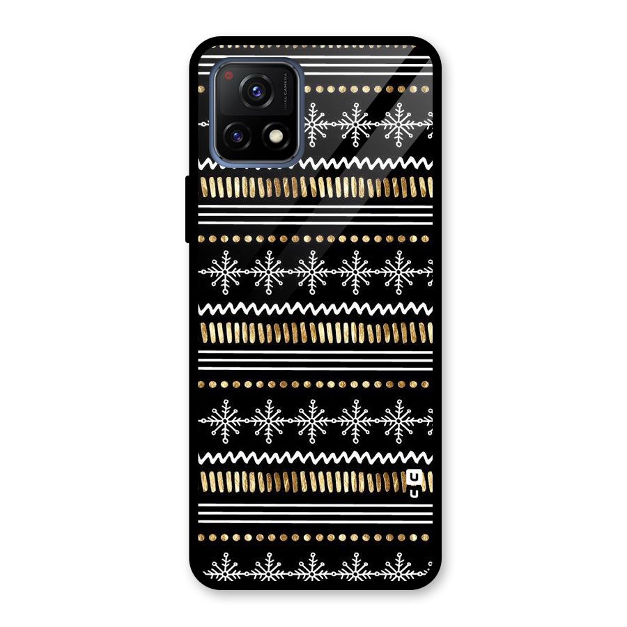 Snowflakes Gold Glass Back Case for Vivo Y72 5G