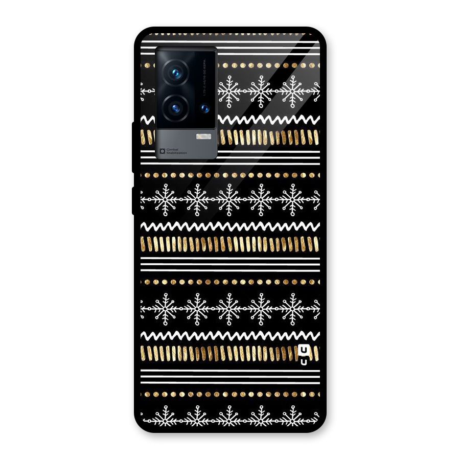 Snowflakes Gold Glass Back Case for iQOO 9 5G