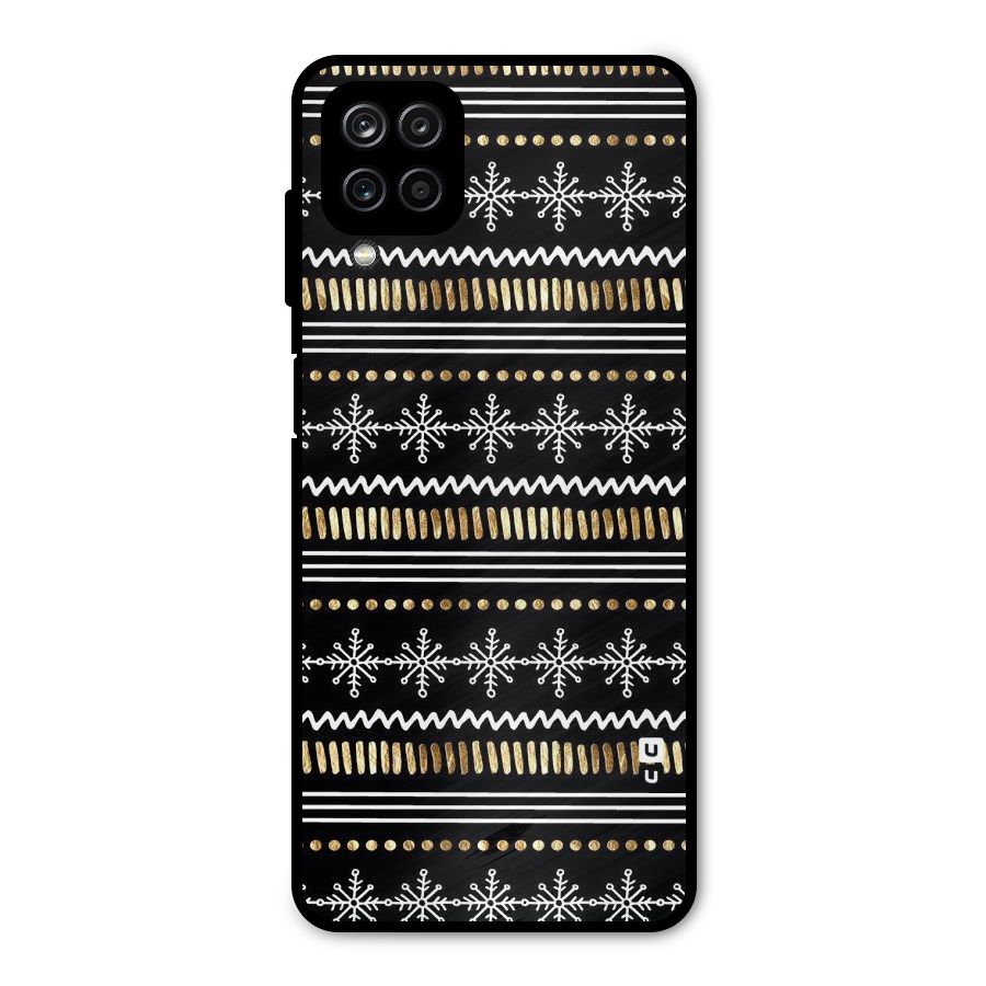 Snowflakes Gold Metal Back Case for Galaxy A12