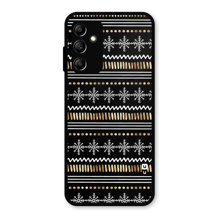 Snowflakes Gold Metal Back Case for Galaxy A14 5G