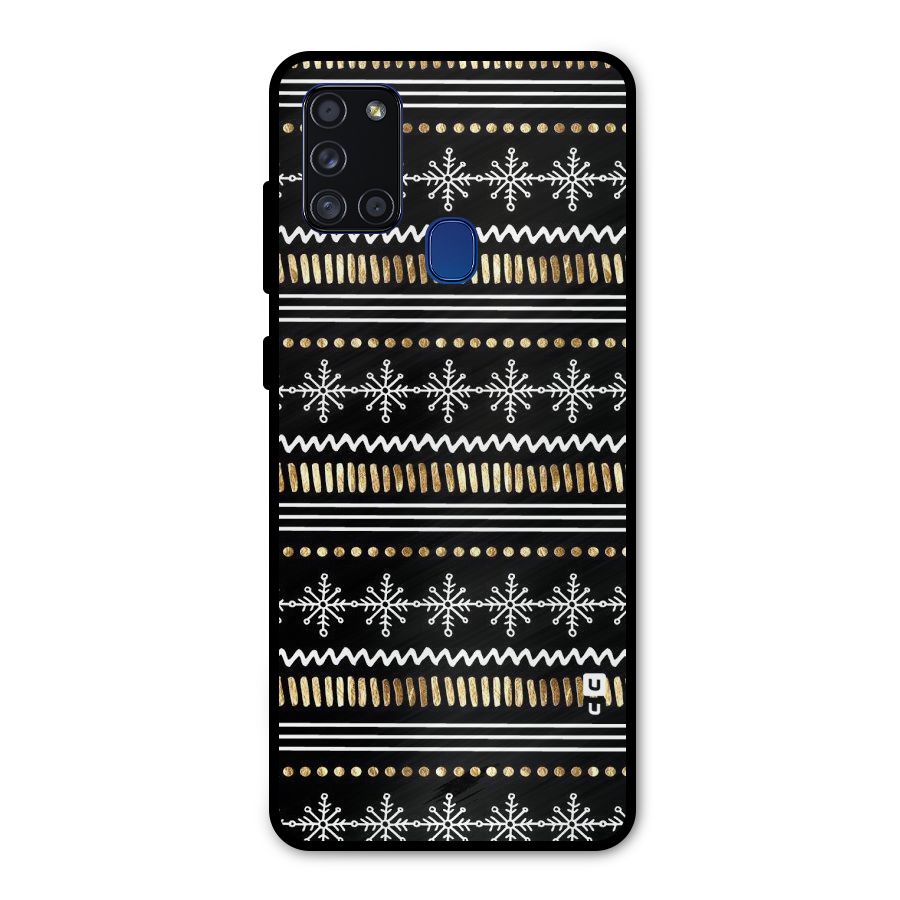 Snowflakes Gold Metal Back Case for Galaxy A21s