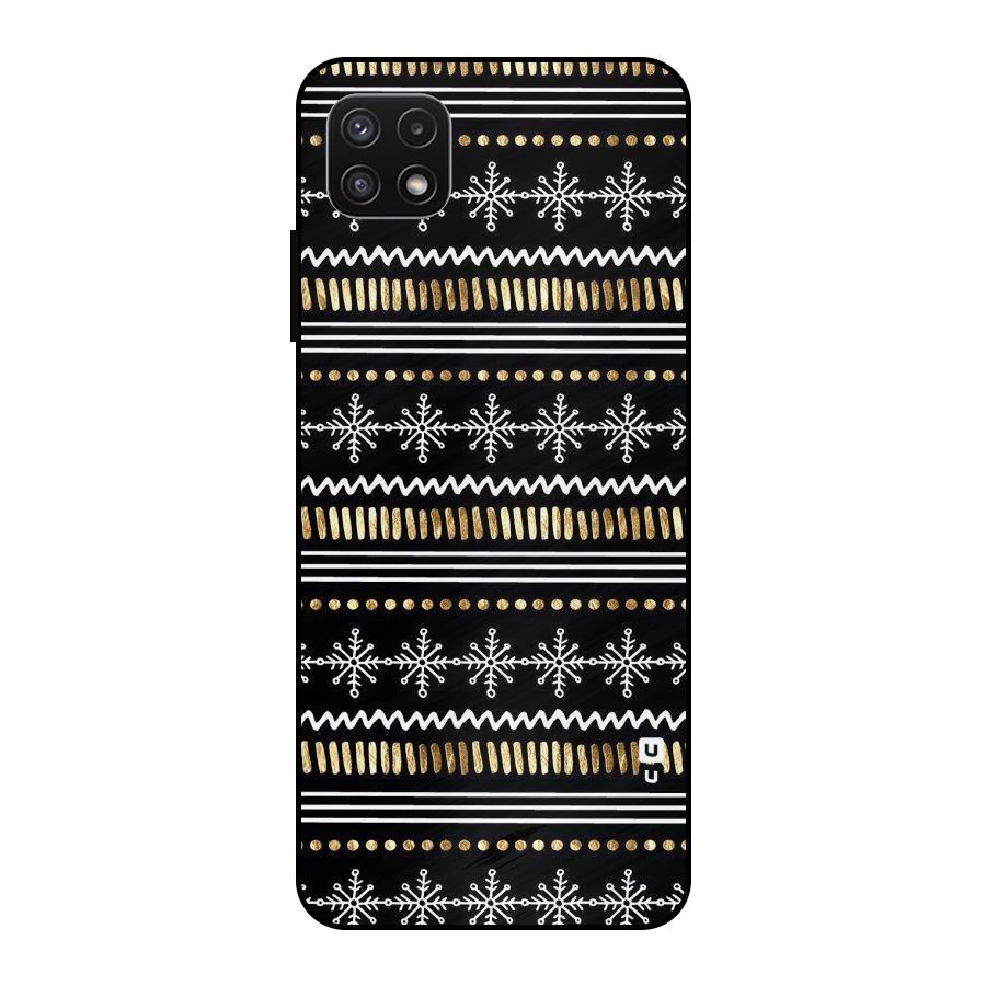 Snowflakes Gold Metal Back Case for Galaxy A22 5G
