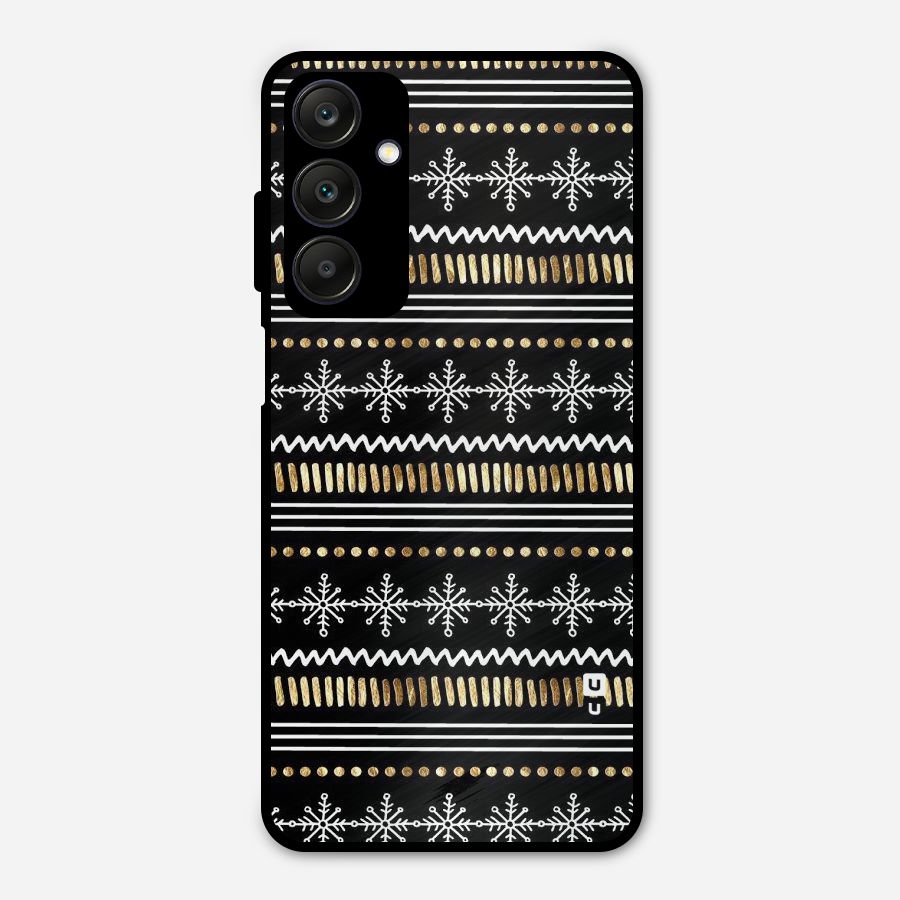 Snowflakes Gold Metal Back Case for Galaxy A25 5G