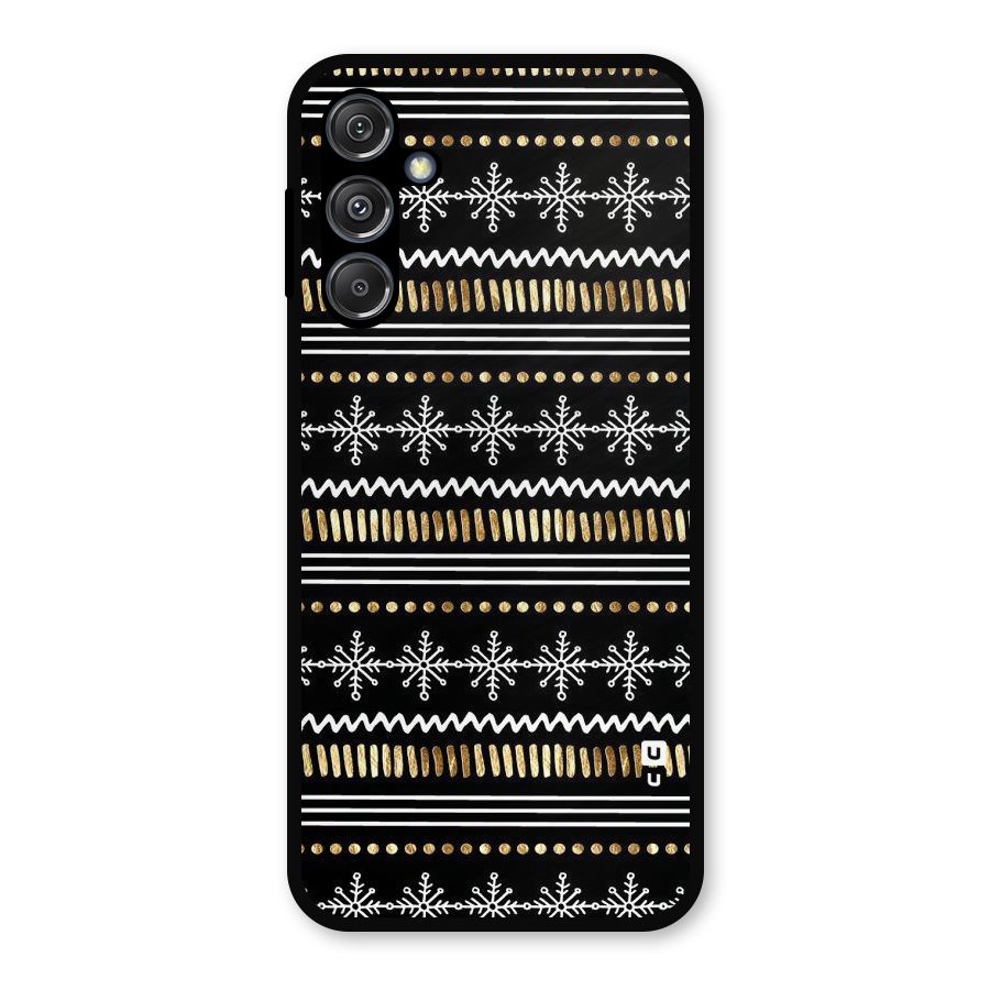 Snowflakes Gold Metal Back Case for Galaxy M34 5G