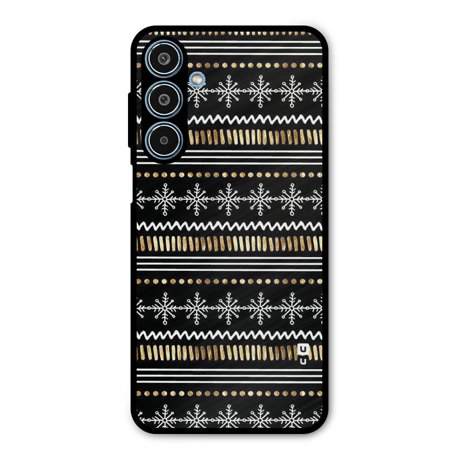 Snowflakes Gold Metal Back Case for Galaxy M35