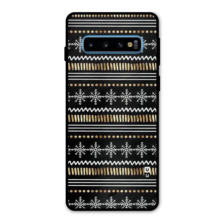 Snowflakes Gold Metal Back Case for Galaxy S10