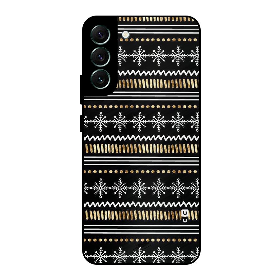 Snowflakes Gold Metal Back Case for Galaxy S22 Plus 5G