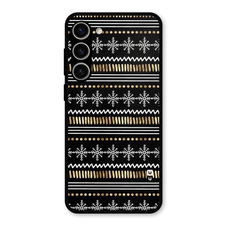 Snowflakes Gold Metal Back Case for Galaxy S23 Plus