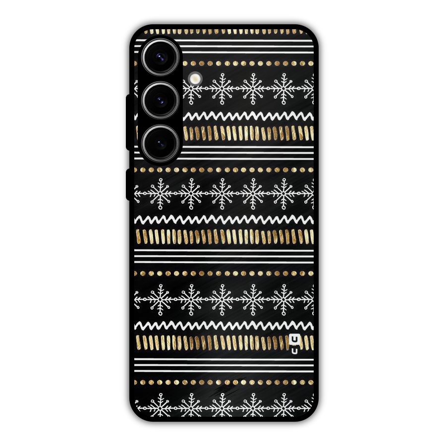 Snowflakes Gold Metal Back Case for Galaxy S24 Plus