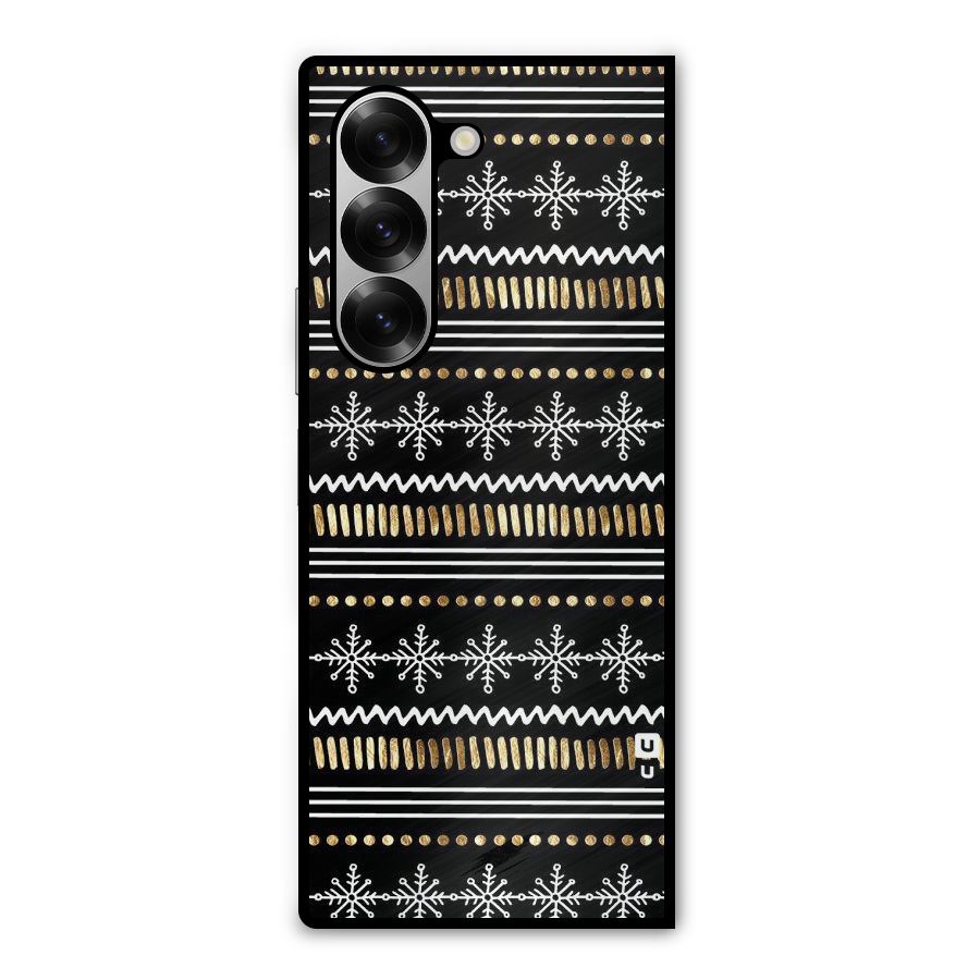 Snowflakes Gold Metal Back Case for Galaxy Z Fold6