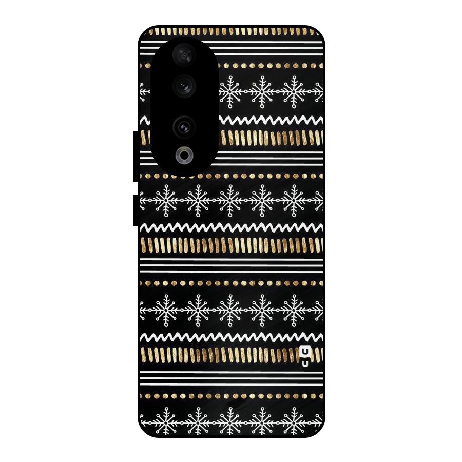 Snowflakes Gold Metal Back Case for Honor 90