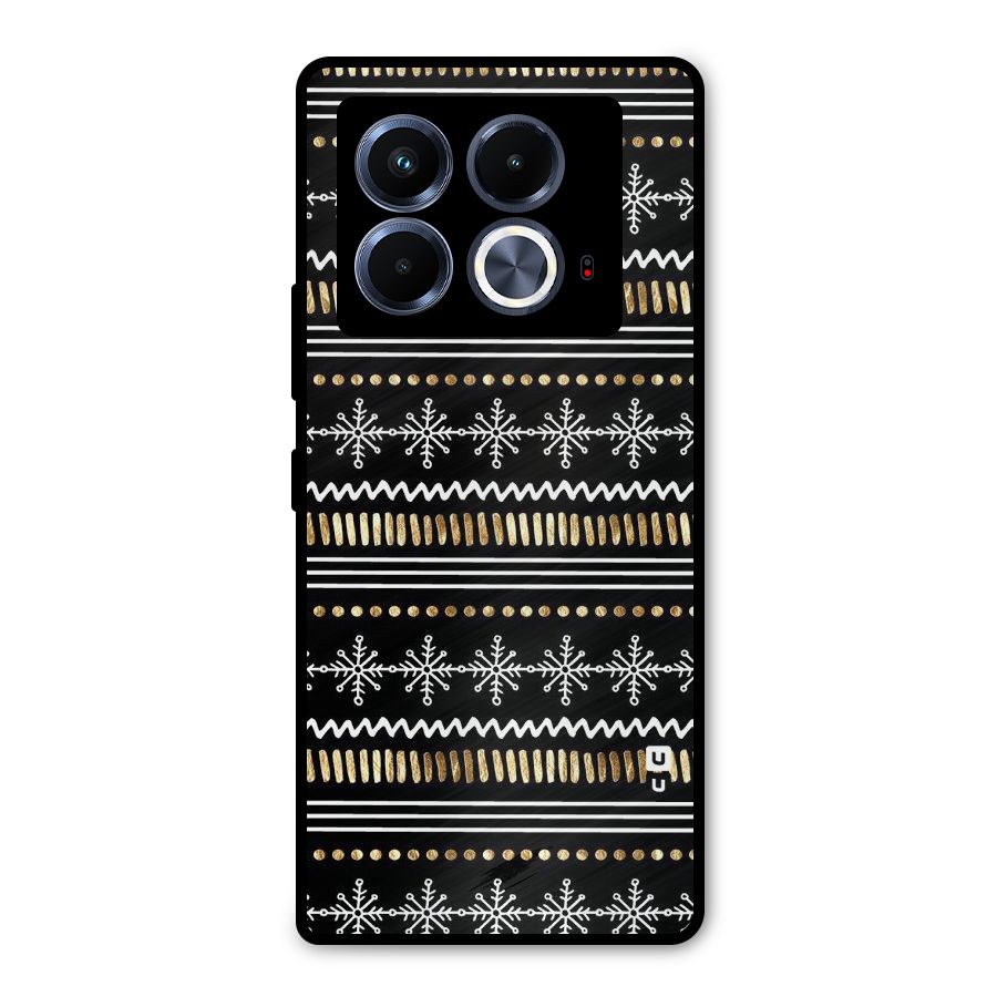 Snowflakes Gold Metal Back Case for Infinix Note 40 5G