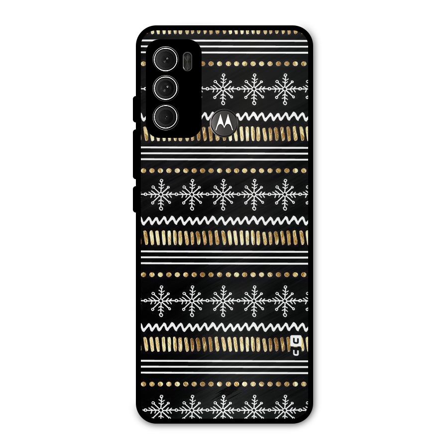 Snowflakes Gold Metal Back Case for Moto G60