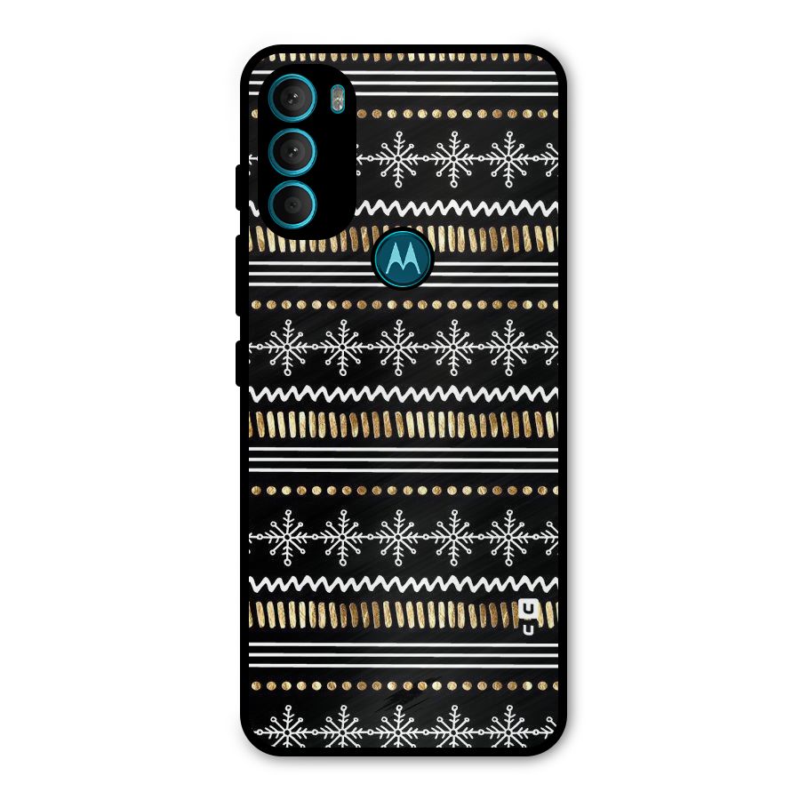 Snowflakes Gold Metal Back Case for Moto G71 5G