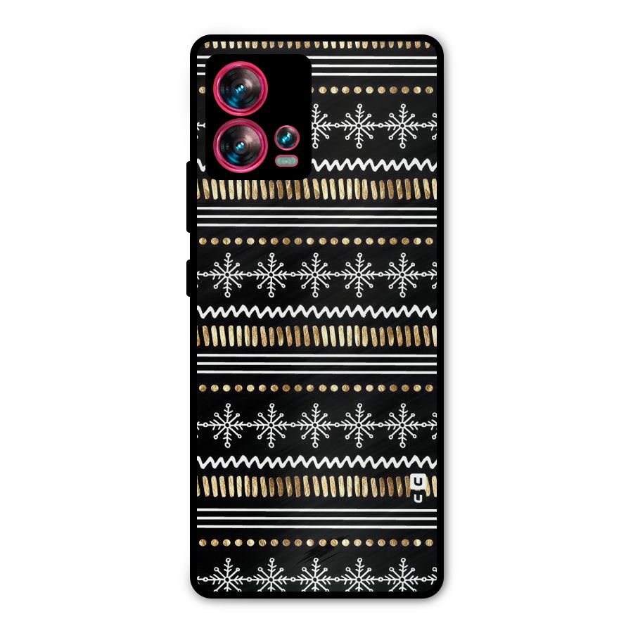 Snowflakes Gold Metal Back Case for Motorola Edge 30 Fusion