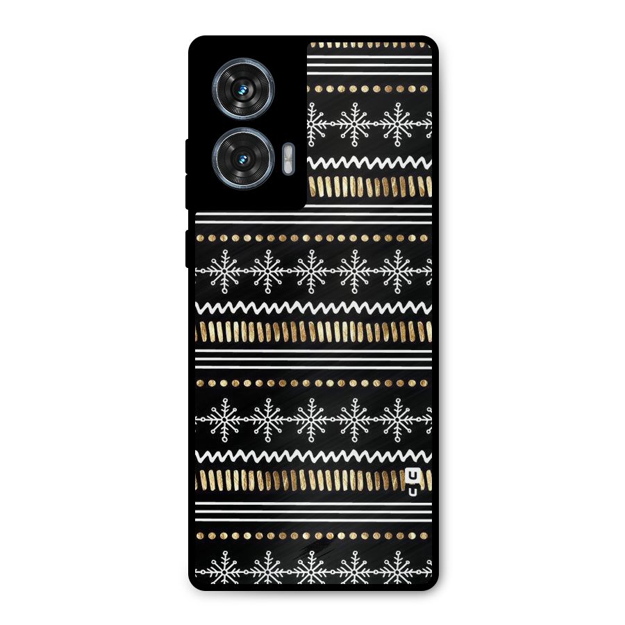 Snowflakes Gold Metal Back Case for Motorola Edge 50 Fusion